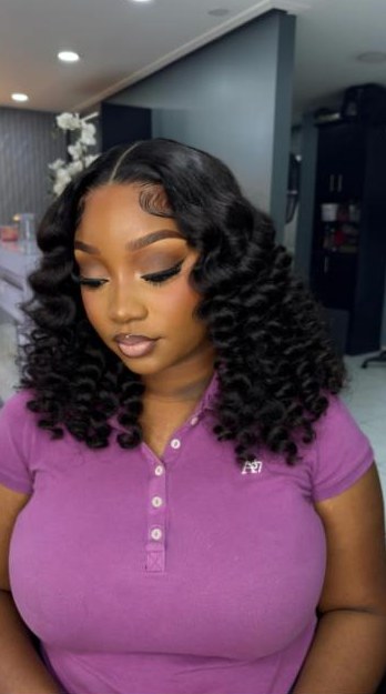 Spiral curls with a side part